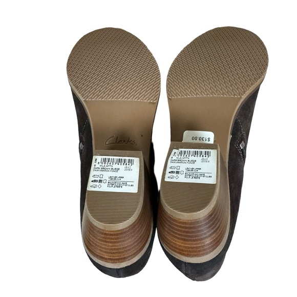 Clarks Mila Myth Dark Brown Suede Ankle Boots Women’s Size 6 1/2M NEW - Picture 6 of 7